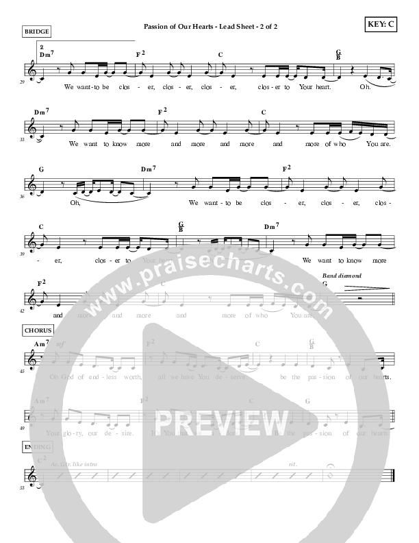 Passion Of Our Hearts Lead Sheet (Shelly E. Johnson)