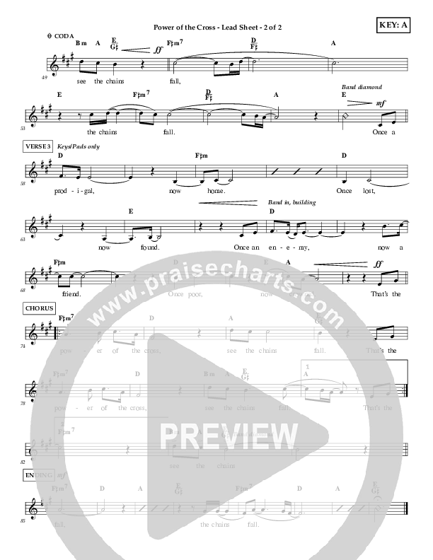 Power Of The Cross Lead Sheet (Shelly E. Johnson)