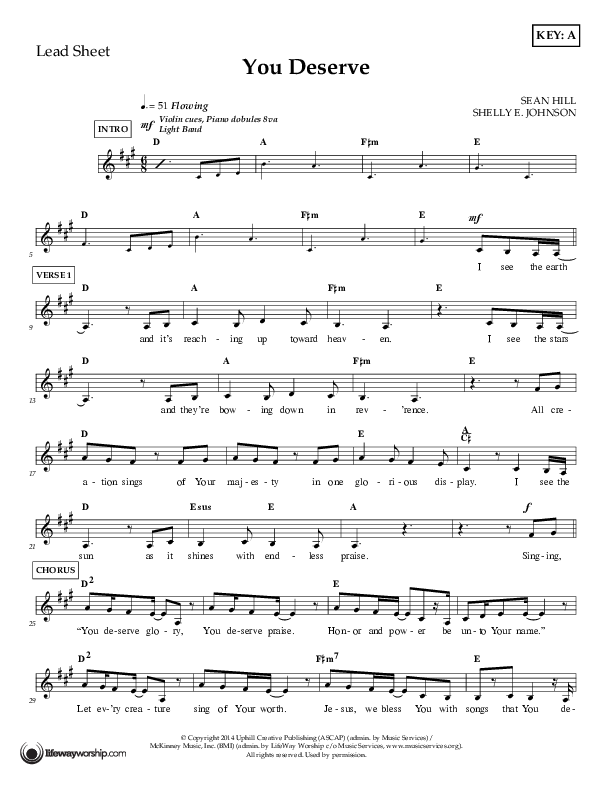 You Deserve Lead Sheet (Shelly E. Johnson)