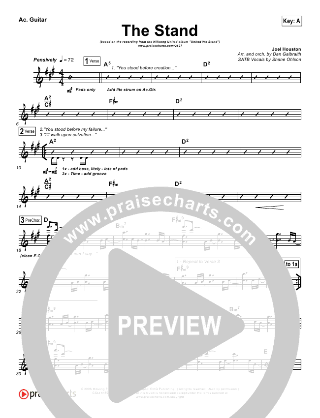 The Stand Sheet Music PDF (Hillsong UNITED) PraiseCharts