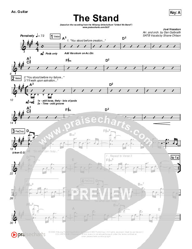 The Stand Rhythm Chart (Hillsong UNITED)