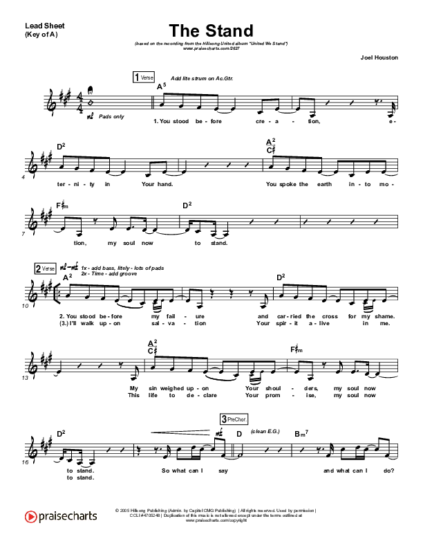 The Stand Lead Sheet (Melody) (Hillsong UNITED)