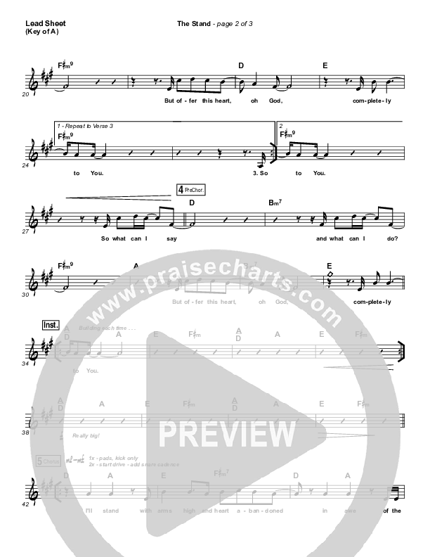 The Stand Lead Sheet (Melody) (Hillsong UNITED)