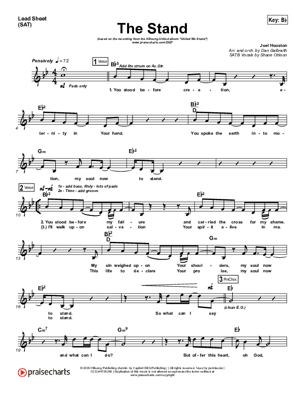 The Stand Sheet Music PDF (Hillsong UNITED) PraiseCharts