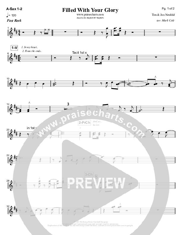 Filled With Your Glory Alto Sax 1/2 (Starfield)