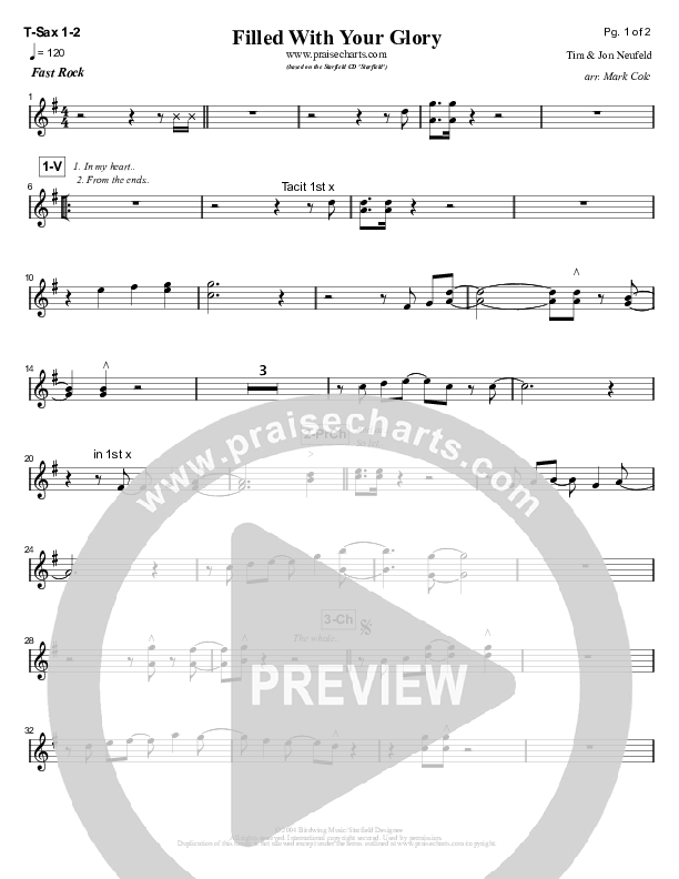 Filled With Your Glory Tenor Sax 1/2 (Starfield)