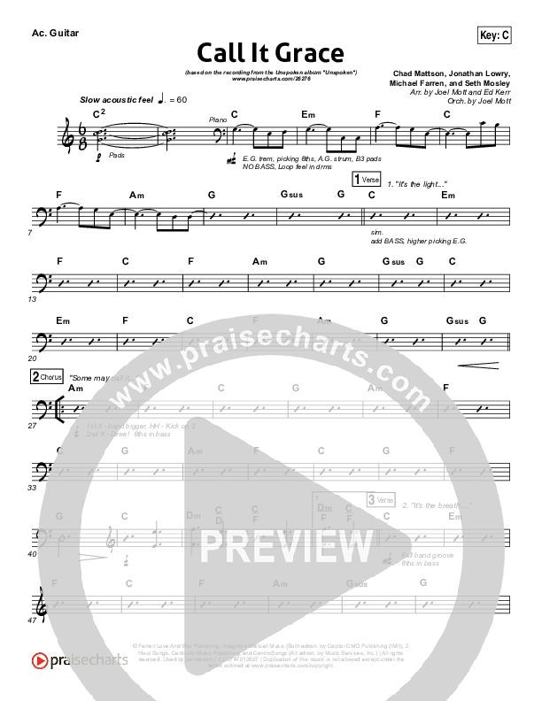 Call It Grace Acoustic Guitar (Unspoken)