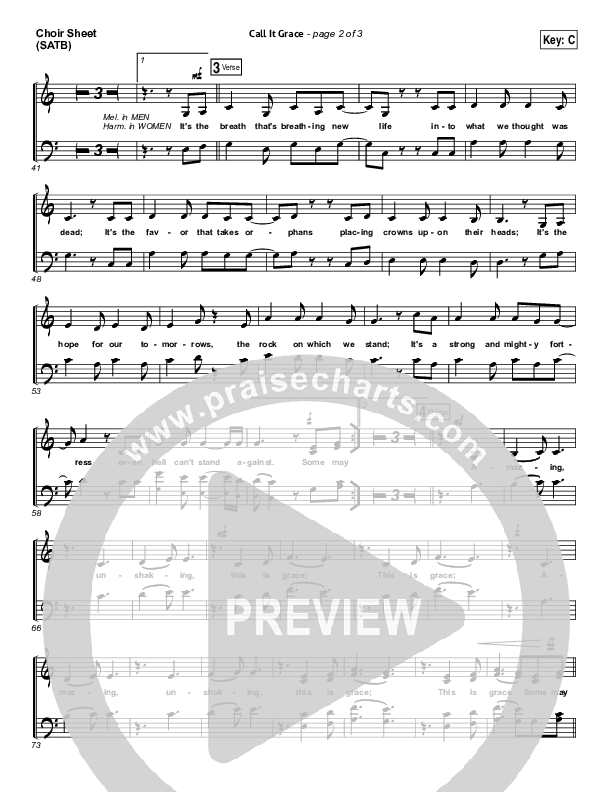 Call It Grace Choir Sheet (SATB) (Unspoken)