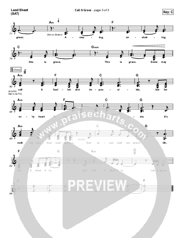 Call It Grace Lead Sheet (SAT) (Unspoken)