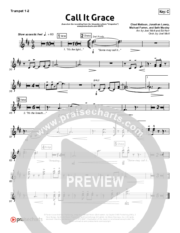 Call It Grace Trumpet 1,2 (Unspoken)