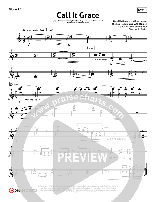 Call It Grace Violin 1/2 (Unspoken)