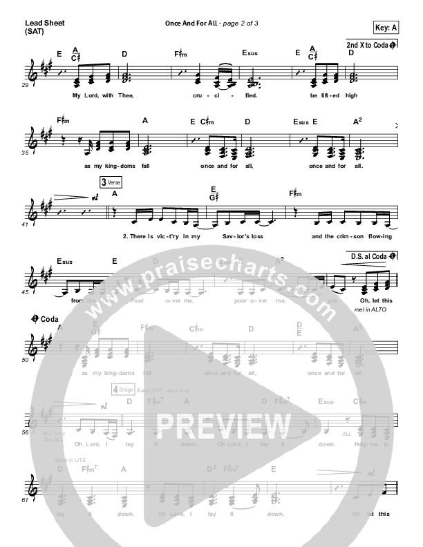 Once And For All Lead Sheet (SAT) (Lauren Daigle)