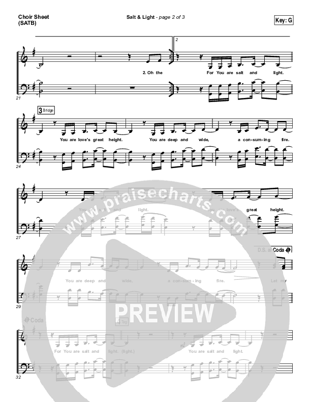 Salt & Light Choir Sheet (SATB) (Lauren Daigle)