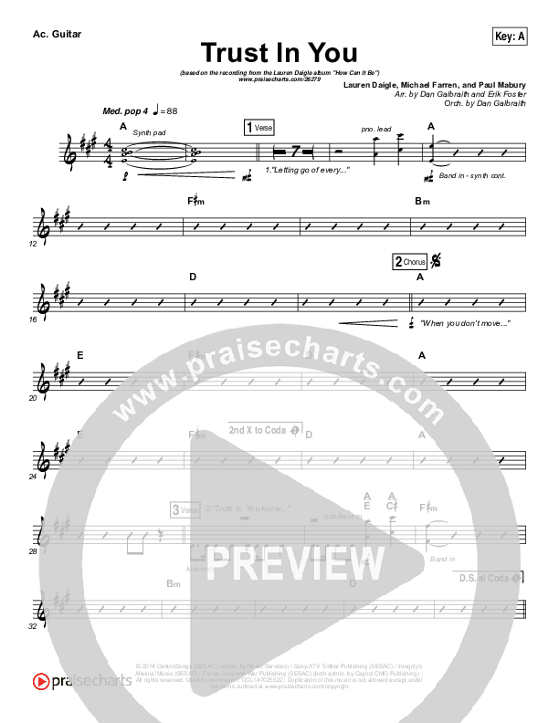 Trust In You Acoustic Guitar (Lauren Daigle)