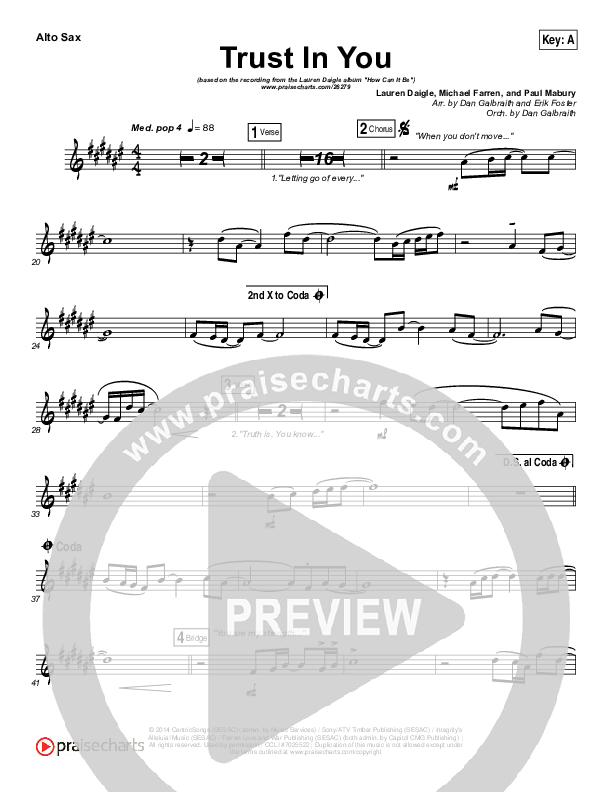 Trust In You Alto Sax (Lauren Daigle)