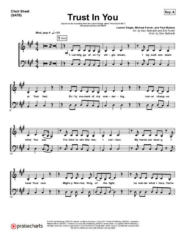Trust In You Choir Vocals (SATB) (Lauren Daigle)