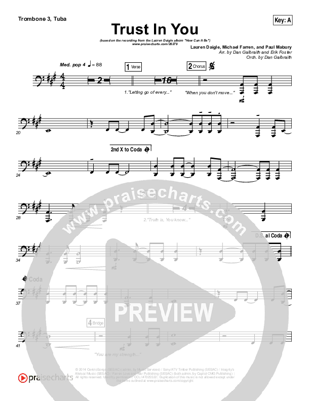 Trust In You Trombone 3/Tuba (Lauren Daigle)