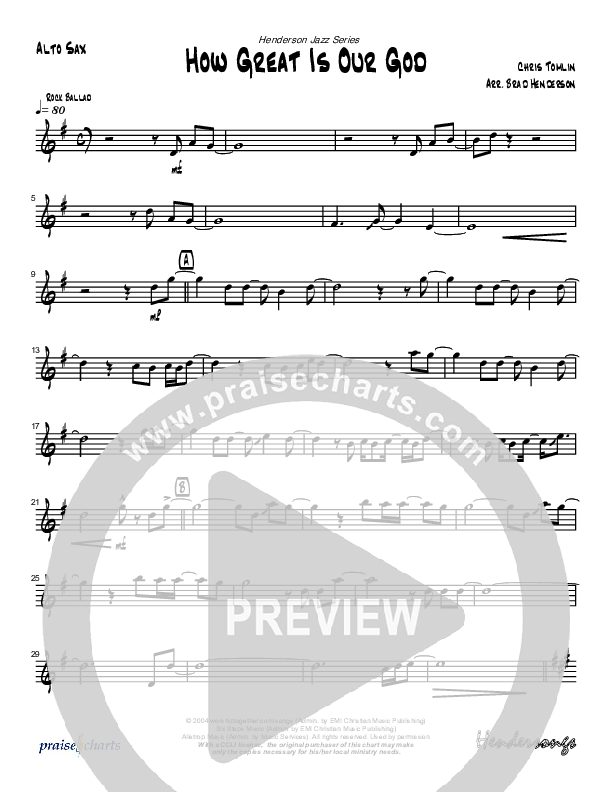 How Great Is Our God (Instrumental) Alto Sax (Brad Henderson)