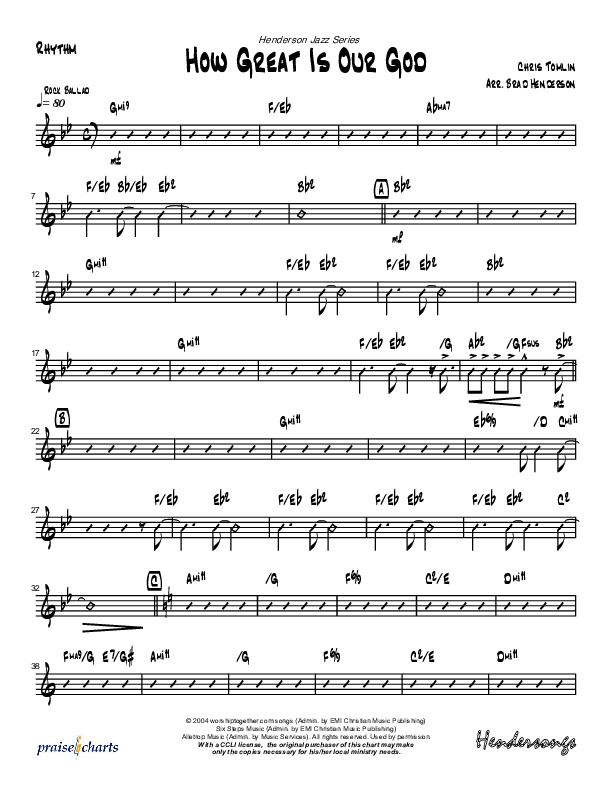 How Great Is Our God (Instrumental) Rhythm Chart (Brad Henderson)