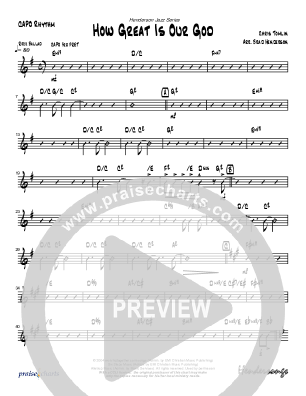 How Great Is Our God (Instrumental) Rhythm Chart (Brad Henderson)