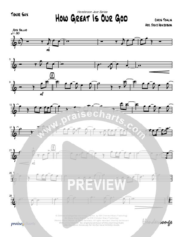 How Great Is Our God (Instrumental) Tenor Sax 2 (Brad Henderson)