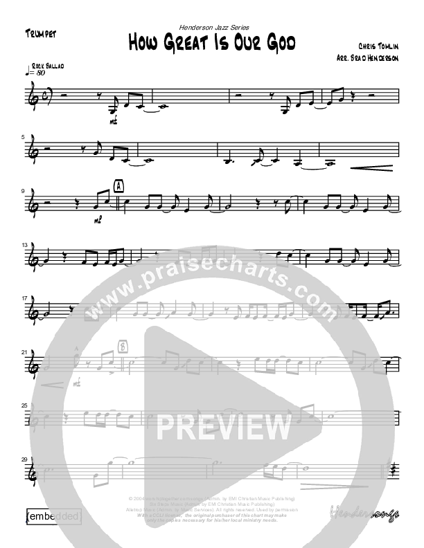 How Great Is Our God (Instrumental) Trumpet (Brad Henderson)