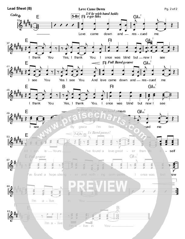 Love Came Down (I've Found A Love) Lead Sheet (Ben Cantelon)