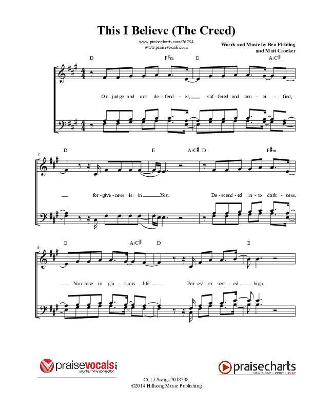 This I Believe (The Creed) Lead Sheet (PraiseVocals)