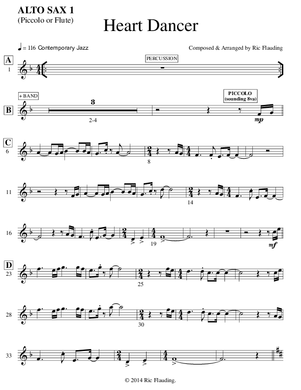 Heart Dancer (Instrumental) Alto Sax 1/2 (Ric Flauding)