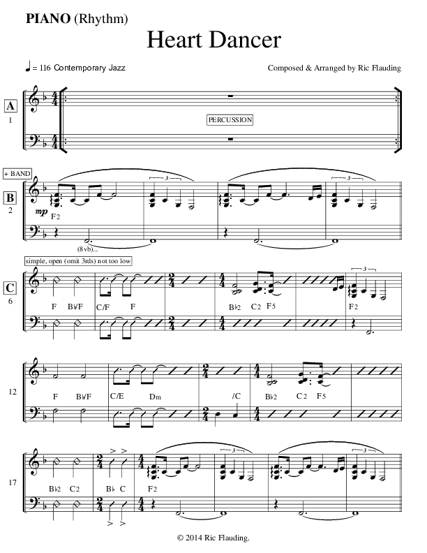 Heart Dancer (Instrumental) Piano Sheet (Ric Flauding)