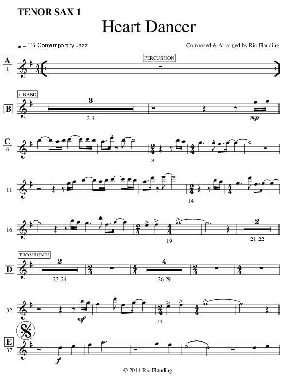 Heart Dancer (Instrumental) Tenor Sax 1/2 (Ric Flauding)
