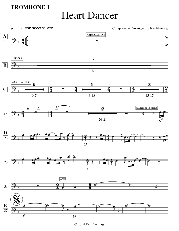 Heart Dancer (Instrumental) Trombone 1 (Ric Flauding)