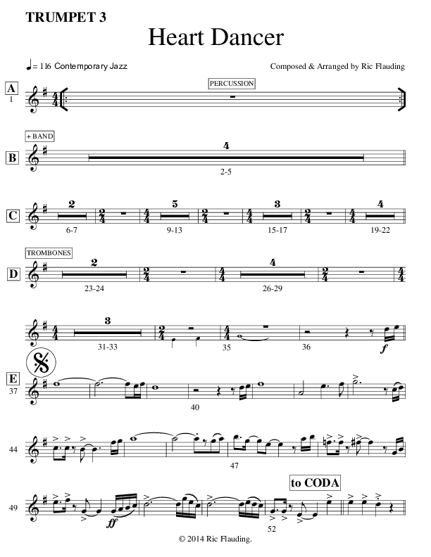 Heart Dancer (Instrumental) Trumpet 3/4 (Ric Flauding)