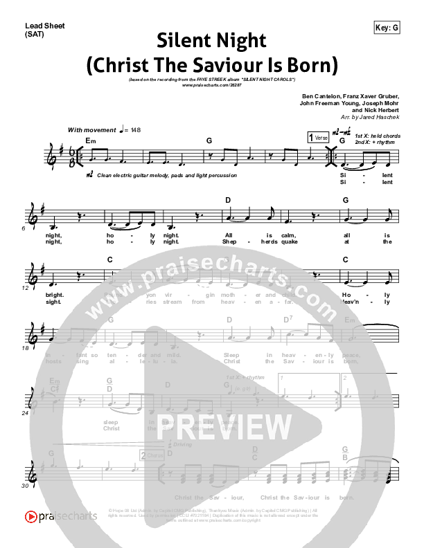 Silent Night (Christ The Saviour Is Born) Lead (SAT) (Faye Streek)