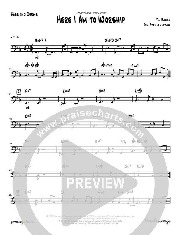 Here I Am To Worship (Instrumental) Bass Guitar (Brad Henderson)