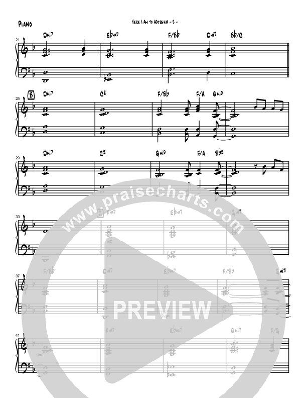 Here I Am To Worship (Instrumental) Piano Sheet (Brad Henderson)