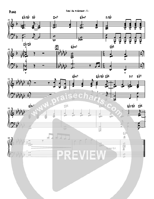 Here I Am To Worship (Instrumental) Piano Sheet (Brad Henderson)
