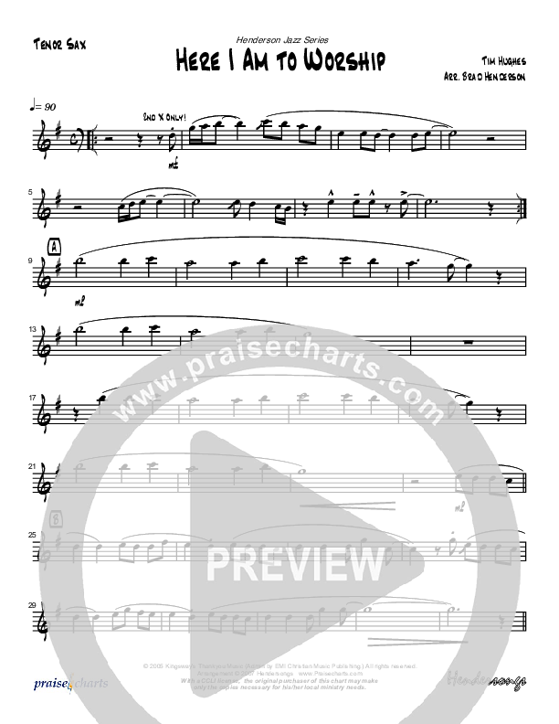 Here I Am To Worship (Instrumental) Tenor Sax 2 (Brad Henderson)