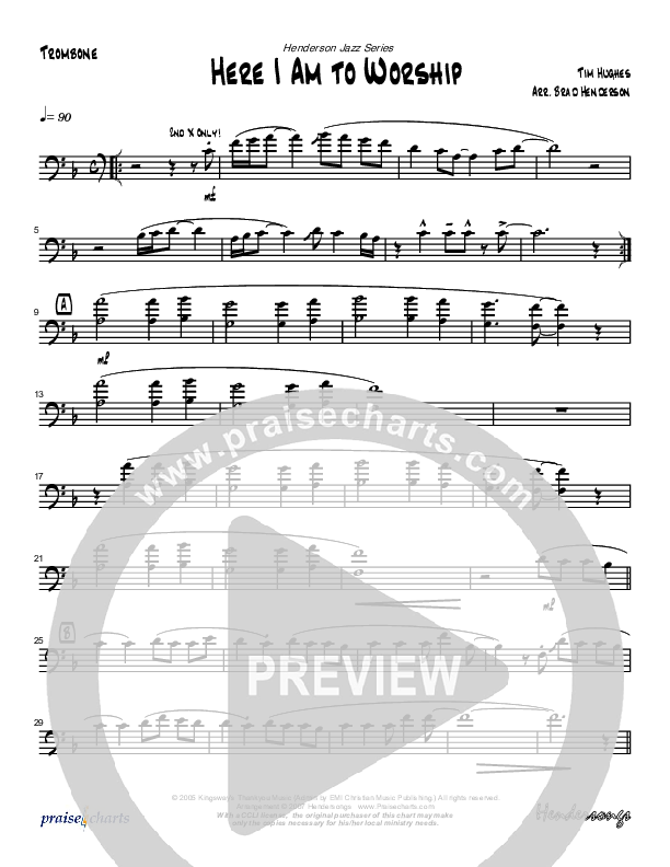 Here I Am To Worship (Instrumental) Trombone (Brad Henderson)