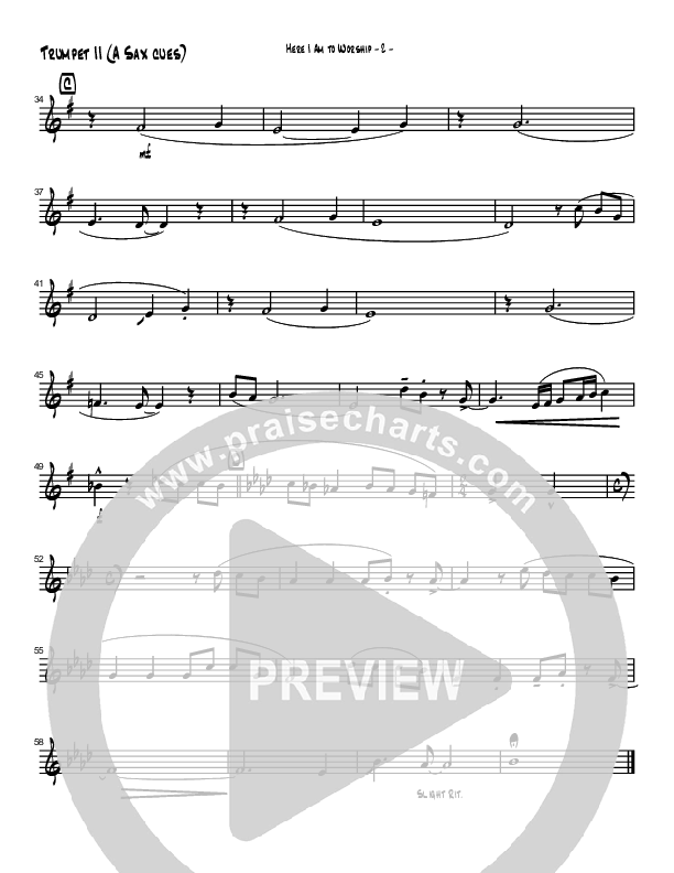 Here I Am To Worship (Instrumental) Trumpet 2 (Brad Henderson)