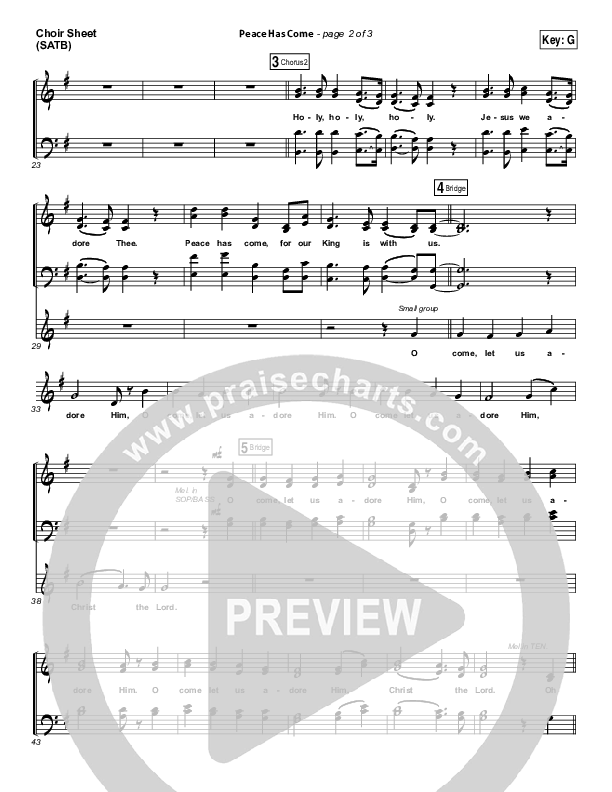 Peace Has Come Choir Vocals (SATB) (Hillsong Worship)