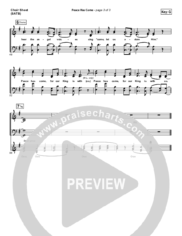 Peace Has Come Choir Sheet (SATB) (Hillsong Worship)