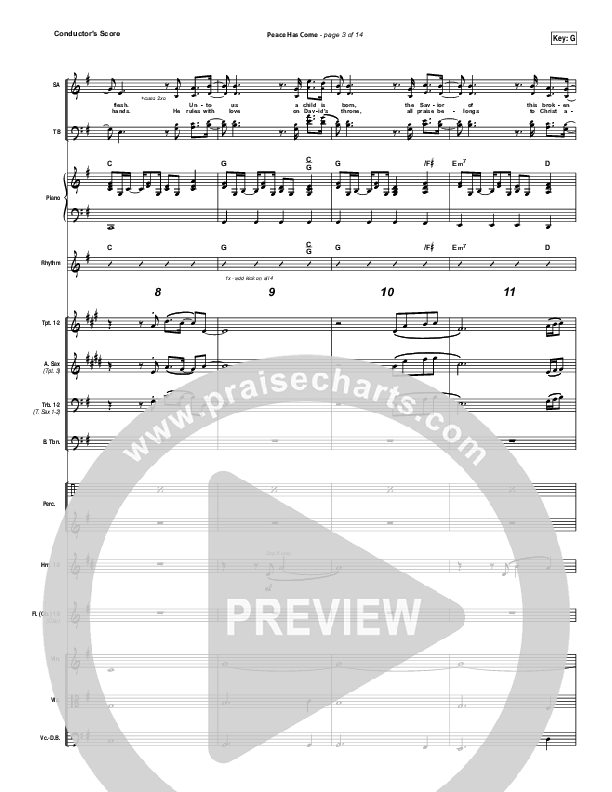 Peace Has Come Conductor's Score (Hillsong Worship)