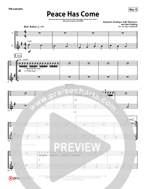 Peace Has Come Percussion (Hillsong Worship)