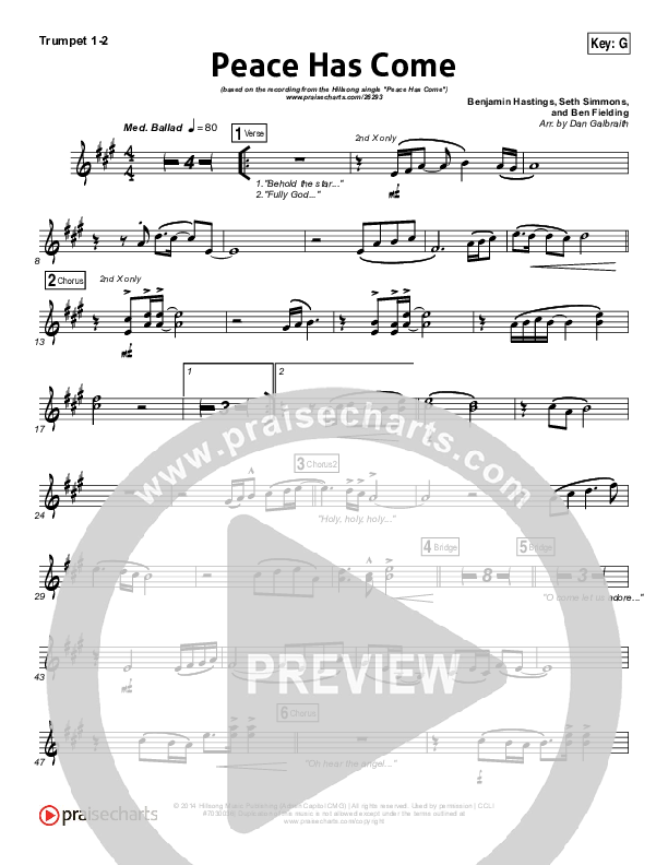 Peace Has Come Trumpet 1,2 (Hillsong Worship)