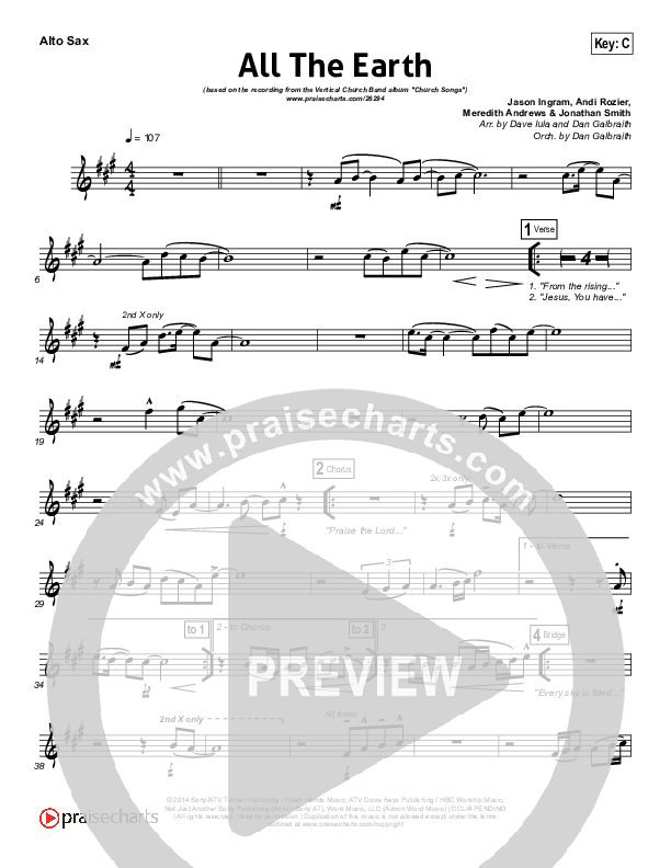 All The Earth Alto Sax (Vertical Worship)