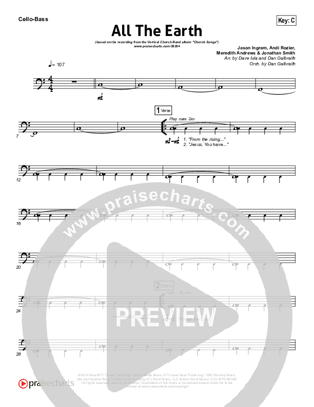 All The Earth Cello/Bass (Vertical Worship)