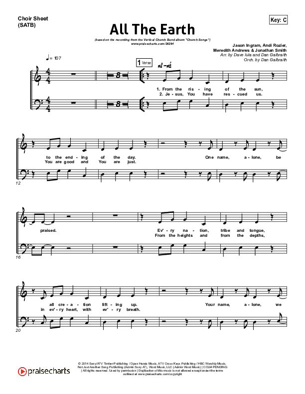 All The Earth Choir Sheet (SATB) (Vertical Worship)