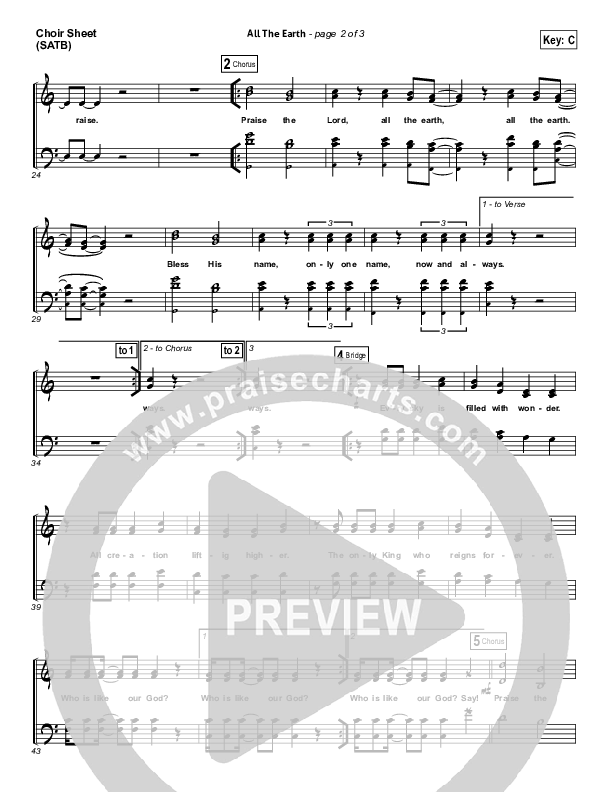 All The Earth Choir Sheet (SATB) (Vertical Worship)