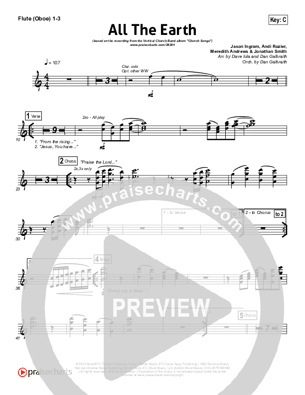 All The Earth Flute/Oboe 1/2/3 (Vertical Worship)